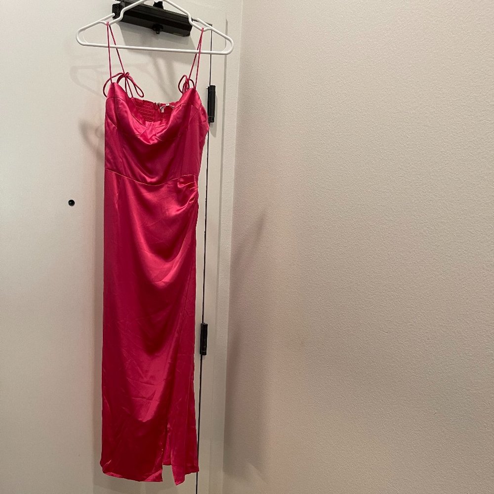 Reformation Hot Pink Satin Slip Dress